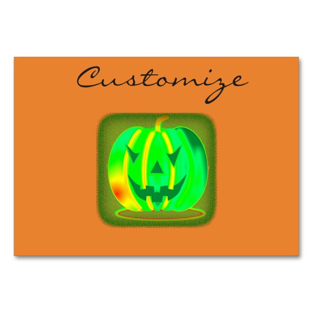 Green Jack o'lantern Halloween Thunder_Cove Table Number (Front)