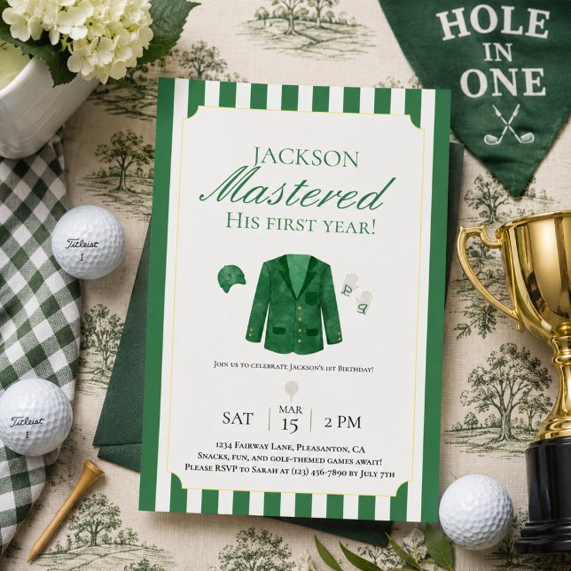 Green Jacket Golf First Birthday Invitation (Creator Uploaded)