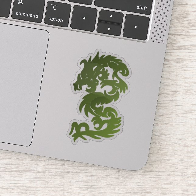Green Jade Chinese Dragon Silhouette Sticker (Detail)