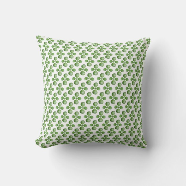 Green Jade Tree Leaves on White Throw Pillow (Front)