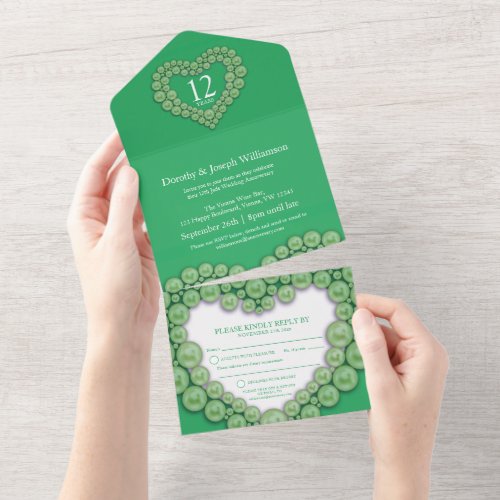 Green jade wedding anniversary 12th or 35th party  all in one invitation