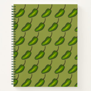 Green Jalapeño Peppers Spicy Hot Vegetable Veggie Notebook