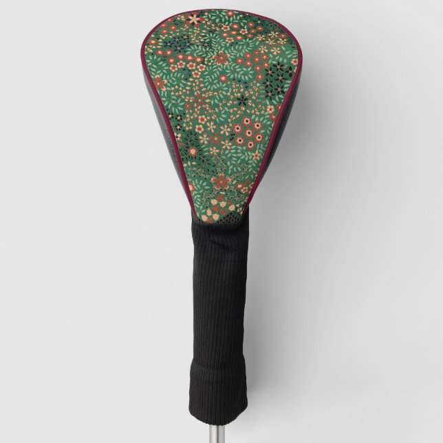 Green Japanese flower background traditional flora Golf Head Cover (Front)
