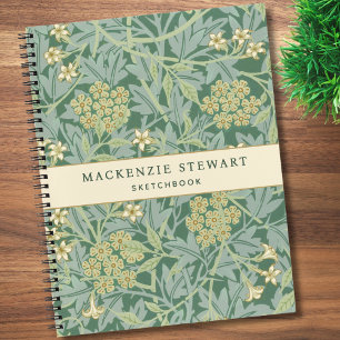 Green Jasmine Botanical Pattern Sketchbook Notebook