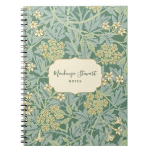 Green Jasmine Floral Pattern Notebook