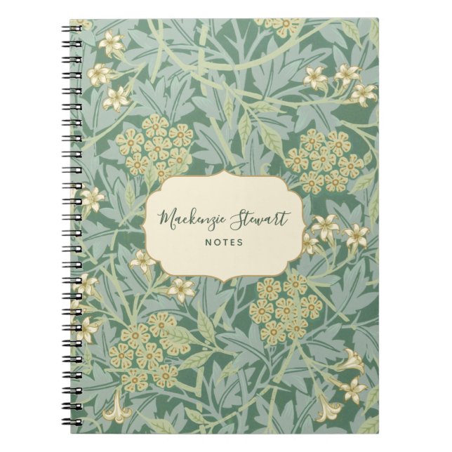 Green Jasmine Floral Pattern Notebook (Front)