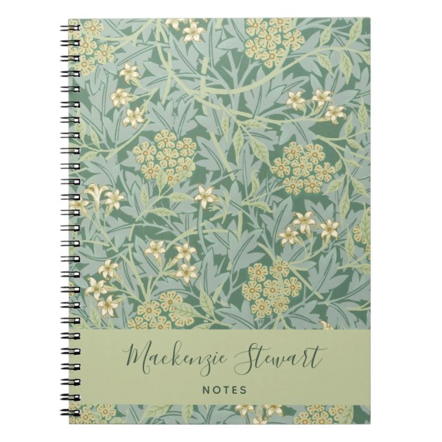 Green Jasmine Floral Pattern Notebook (Front)