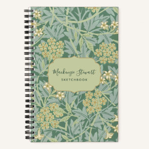 Green Jasmine Floral Pattern Sketchbook Notebook