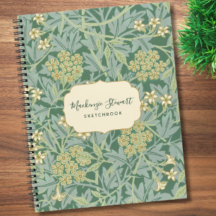 Green Jasmine Floral Pattern Sketchbook Notebook