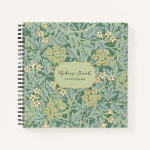 Green Jasmine Floral Pattern Sketchbook Notebook