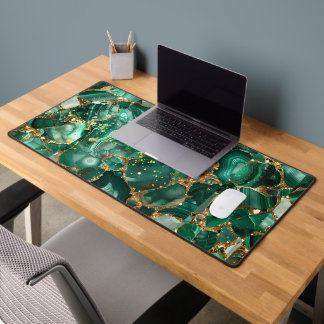 Green Jasper & Gold Desk Mat