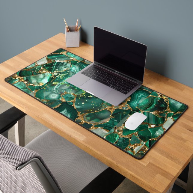 Green Jasper  & Gold  Desk Mat (Office 2)