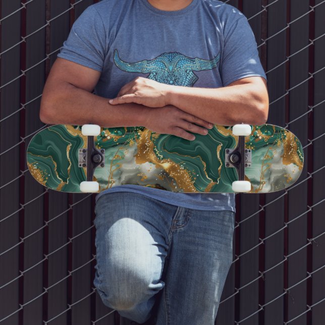 Green Jasper & gold veins. Skateboard (Outdoor 3)