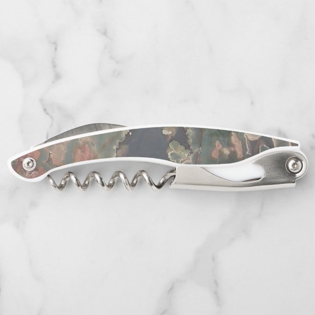 Green Jasper Stone Look  Waiter's Corkscrew (Back)
