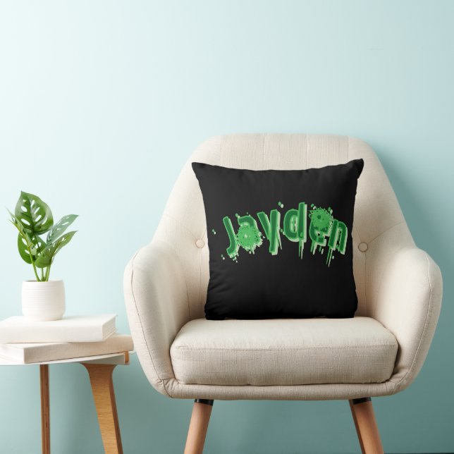 Green Jayden Name, Throw Pillow (Chair)