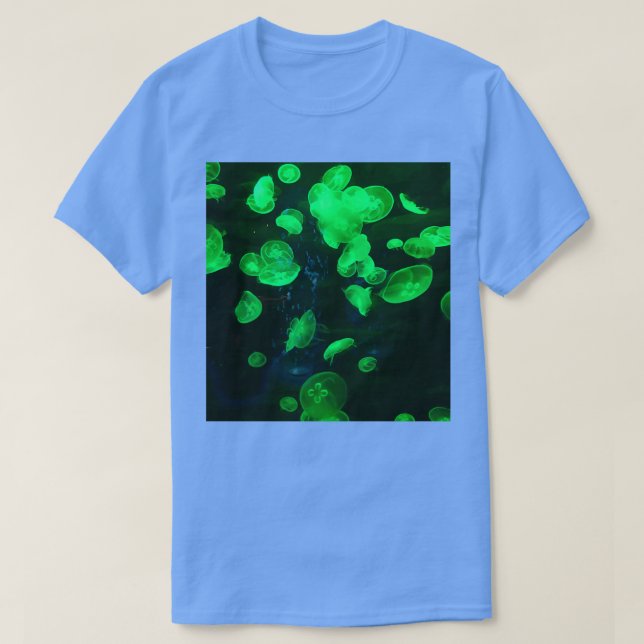 Green Jellyfish In An Aquarium T-Shirt (Design Front)