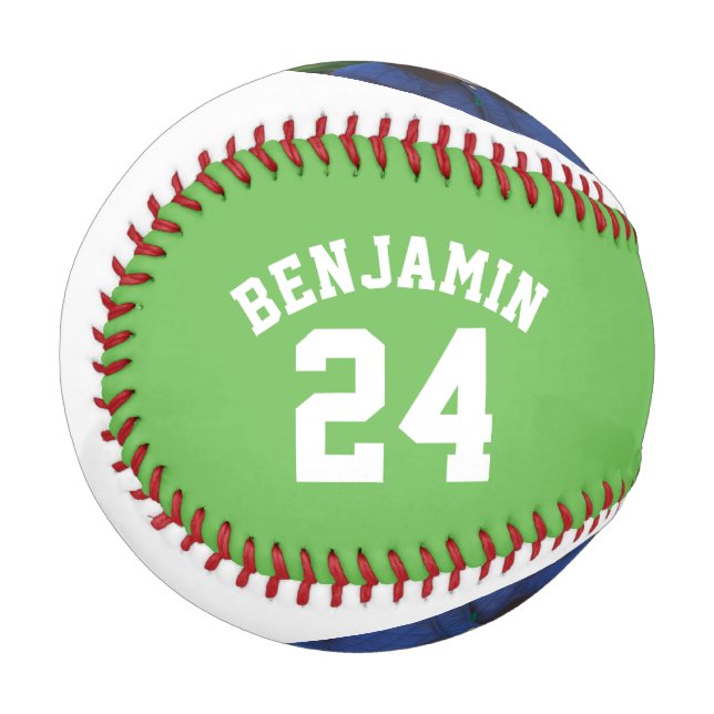Green Jersey Number and Photo Baseball (Back Right)