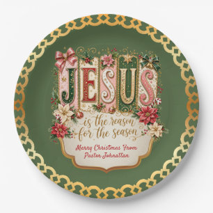 Green Jesus is the Reason for the Christmas Season Paper Plates