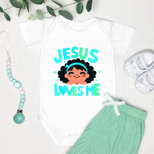 Green "Jesus Loves Me" Design Baby Bodysuit (Creator Uploaded)