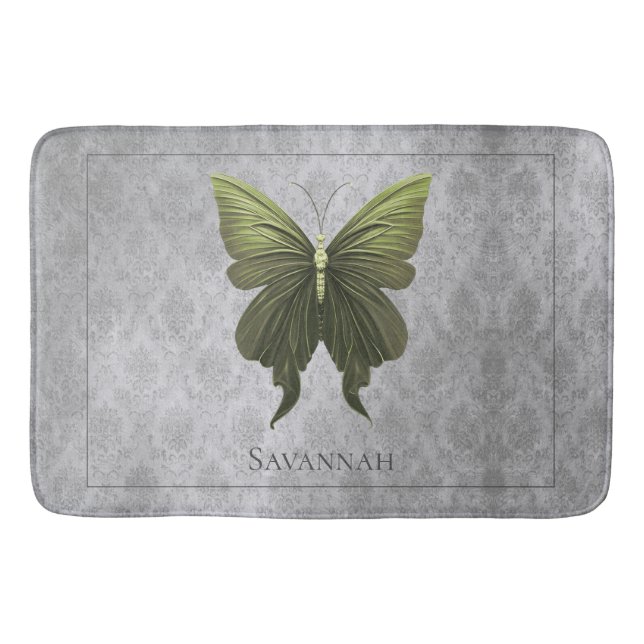 Green Jeweled Butterfly Bath Mat (Front)