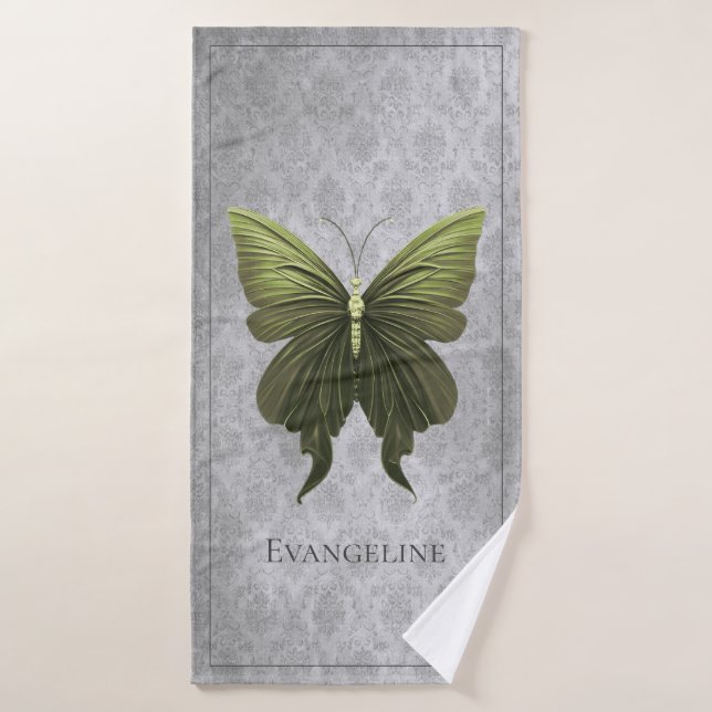 Green Jeweled Butterfly Bath Towel Set (Bath Towel)