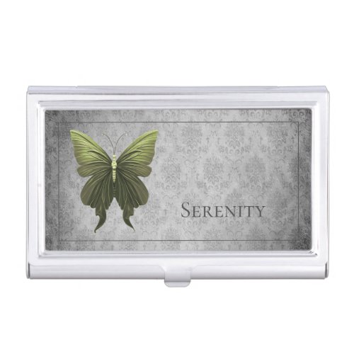 Green Jeweled Butterfly Business Card Case