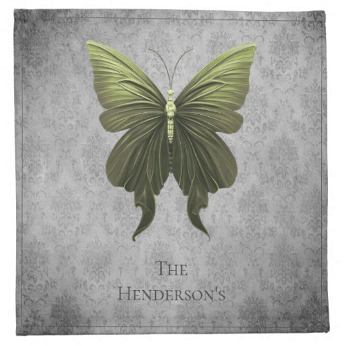 Green Jeweled Butterfly Cloth Napkin