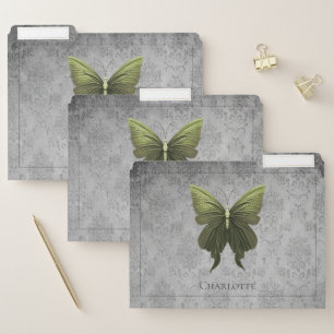 Green Jeweled Butterfly File Folder