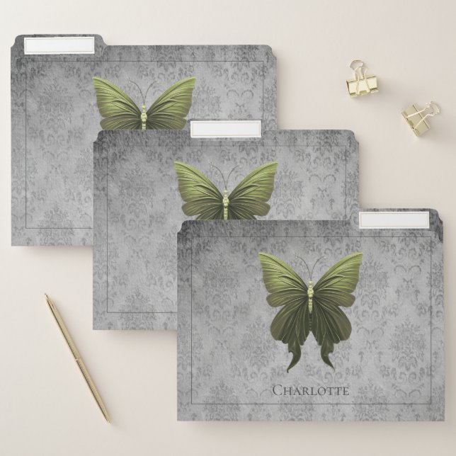 Green Jeweled Butterfly File Folder (Set)