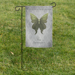Green Jeweled Butterfly Garden Flag