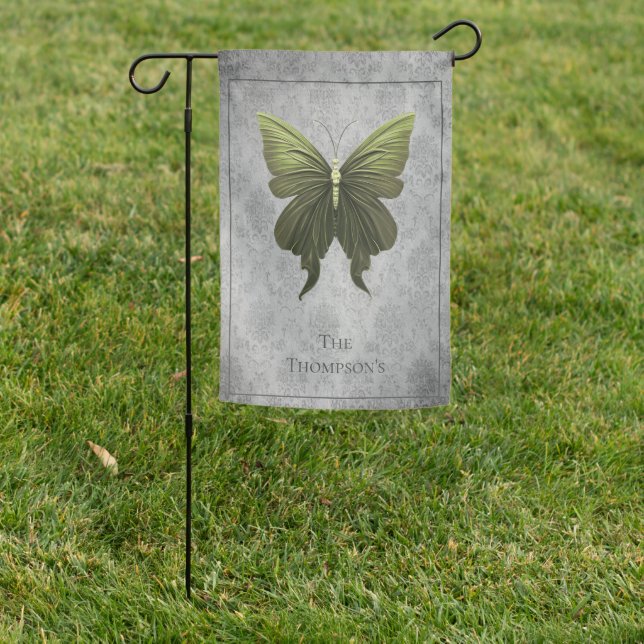 Green Jeweled Butterfly Garden Flag (In SItu)