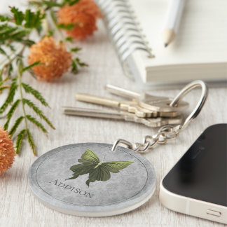 Green Jeweled Butterfly Keychain
