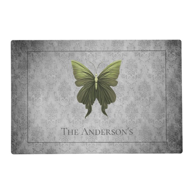 Green Jeweled Butterfly Placemat (Front)