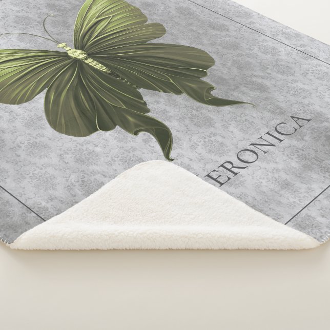 Green Jeweled Butterfly Sherpa Blanket (3/4)