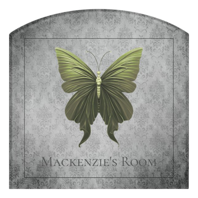 Green Jeweled Dragonfly Door Sign (Contour Front)