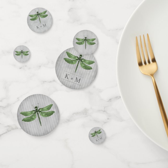 Green Jeweled Dragonfly Wedding Confetti (Group)