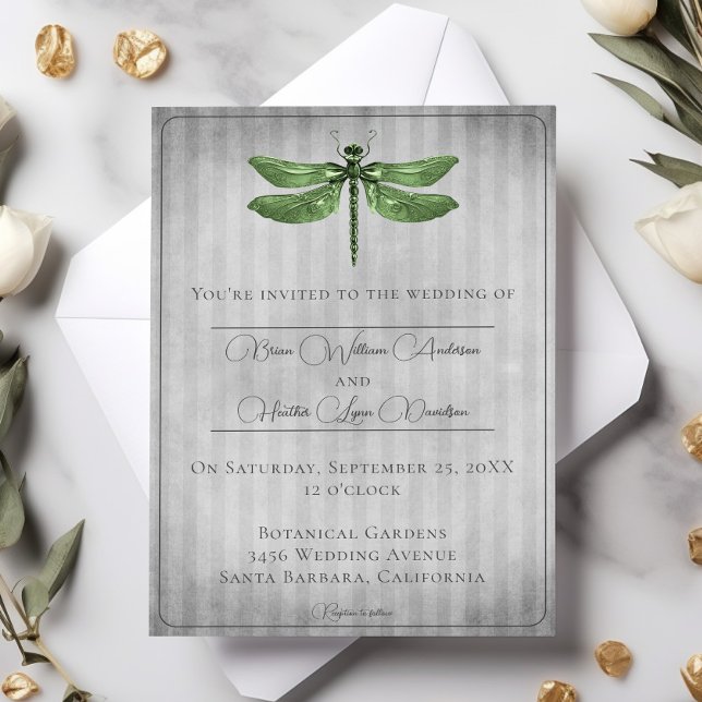 Green Jeweled Dragonfly Wedding Invitation (Green Jeweled Dragonfly Wedding Invitation)