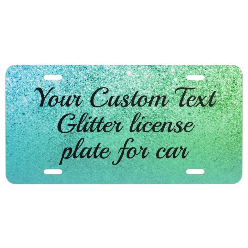 Green Jewelry Shiny Calligraphy Sparkle Bling License Plate