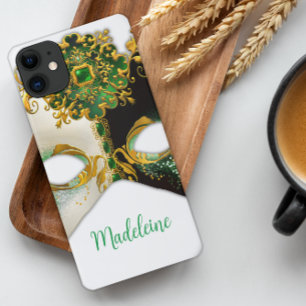 Green Jewels and Emeralds Venetian Carnival Mask iPhone 11 Case