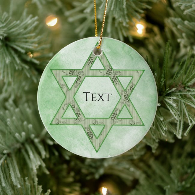 Green Jewish Star Ceramic Ornament