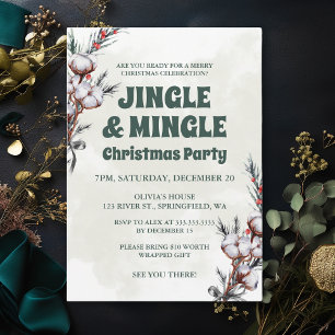 Green Jingle & Mingle Fun Friends Christmas Party Invitation
