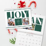 Green Joy Family Photo Collage Christmas Calendar<br><div class="desc">A bold design to start the year! Our modern custom calendar features a fun vibrant color block design in green with space for your own photos and family name. Simply click on "Personalize this template" to start customizing this unique product! Spread holiday joy to your loved ones with this special...</div>