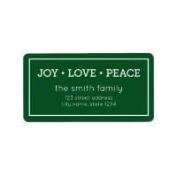 Green Joy Love Peace Modern Holiday Address Label