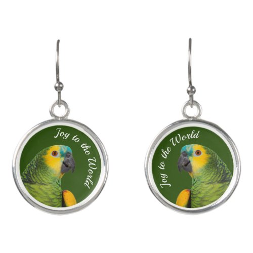 Green Joy the the World Amazon Parrot Earrings