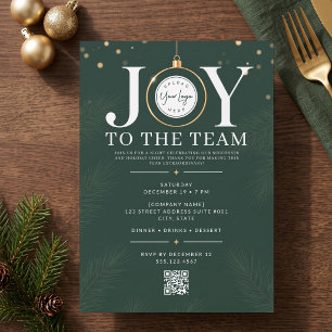 Green JOY To The Team Corporate Holiday Invitation