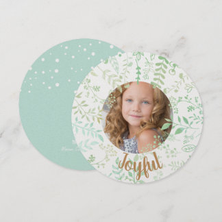 Green Joyful Christmas Holiday Photo Card