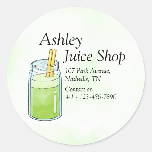 Green Juice Business Design of Classic Round Sticker