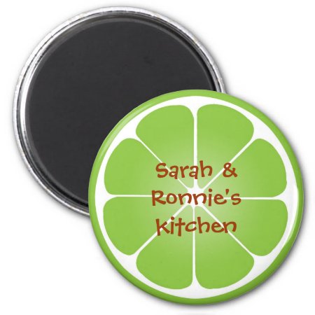 Green Juicy Lime Slice Round Magnet Party Favor