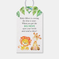 Green Jungle Animals Baby Shower Mini Bottle Favor Gift Tags