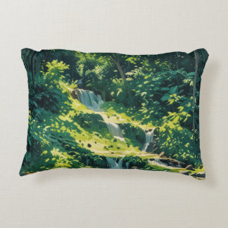 green jungle cat accent pillow